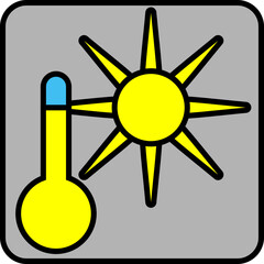 Sticker - Warm sunny weather, illustration, vector on a white background.