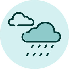 Sticker - Rainy forecast, illustration, vector on a white background.