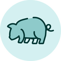 Sticker - Wild pig, illustration, vector on a white background.