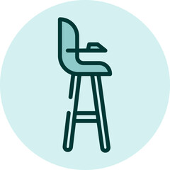 Sticker - Baby high chair, illustration, vector on a white background.