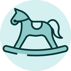 Sticker - Baby horse toy, illustration, vector on a white background.