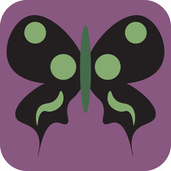 Canvas Print - Black and green butterfly, illustration, vector on a white background.