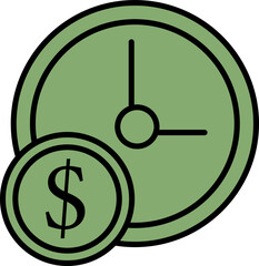 Sticker - Finance time management, illustration, vector on a white background.