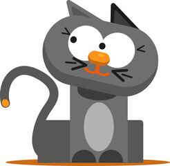 Sticker - Cat with a question, illustration, vector on a white background.