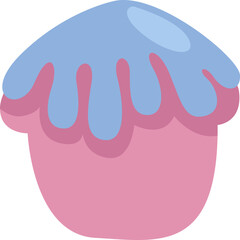 Poster - Cupcake with blue icing, illustration, vector on a white background.