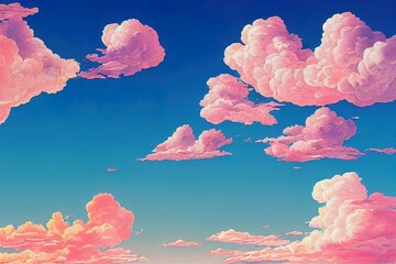 Canvas Print - Blue sky with white cloud. Blue background. The summer sky is colorful clearing day and beautiful nature in the morning. for backdrop decorative and wallpaper design. The perfect sky background.. High