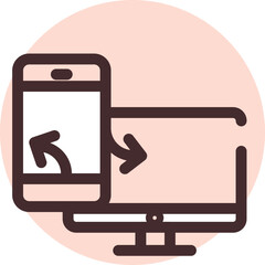 Poster - Computer and phone screen share, illustration, vector on a white background.