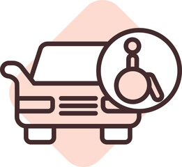 Sticker - Disability car, illustration, vector on a white background.