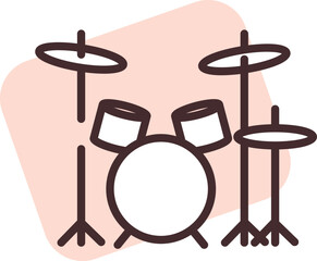 Sticker - Music drums, illustration, vector on a white background.