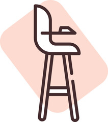 Wall Mural - Cafe child chair, illustration, vector on a white background.