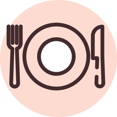 Poster - Restaurant plate, illustration, vector on a white background.