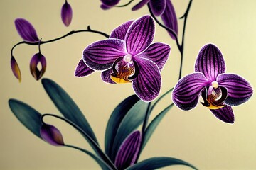 Wall Mural - beautiful and enchanting orchid flowers. High quality illustration