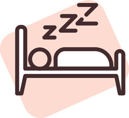 Sticker - Sleeping in bed, illustration, vector on a white background.