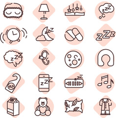 Sticker - Sleep icon pack, illustration, vector on a white background.