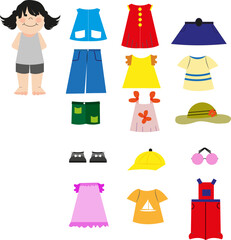 Poster - Clothes for girls, illustration, vector on a white background.