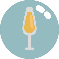 Poster - Glass of champagne, illustration, vector on white background.