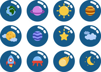 Sticker - Space concept, illustration, vector on white background.