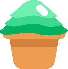 Wall Mural - Green cupcake, illustration, vector on white background.