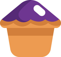 Wall Mural - Cupcake with purple topping, illustration, vector on white background.