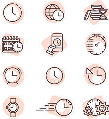 Canvas Print - Time icon set, illustration, vector on white background.