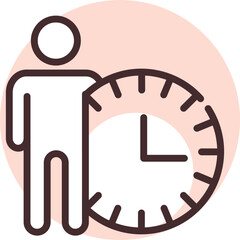 Sticker - Personal time clock, illustration, vector on white background.