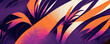 palm leaves poster, tropic vibrant purple design