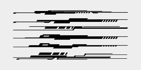 Line HUD futuristic interface streetwear element cyberpunk frame border sci-fi strips editable