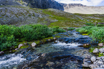 Wall Mural - Mountains Apatite. Ski resort- Arctic region of Russia is a popular hiking trail