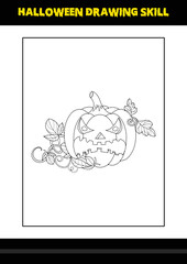 Halloween drawing skill for kids. Halloween drawing skill coloring page for kids.