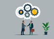 © Vadym - Partnership negotiation to make agreement. Effort and time to make money, success long term investment. Symbol of opportunity, improvement, motivation, challenge. Business deal. Vector illustration.