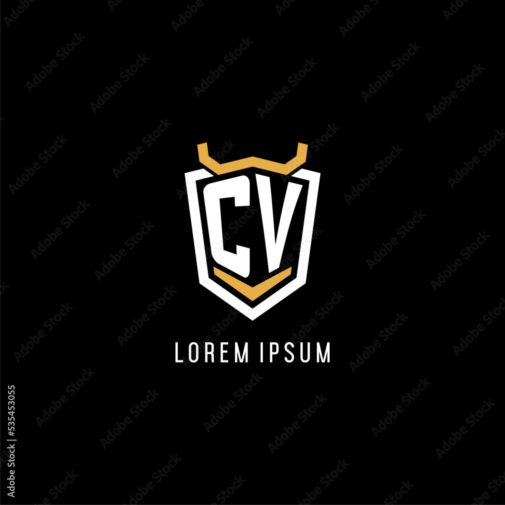 Initial CV geometric shield esport logo monogram design style Stock ...
