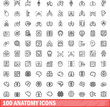 © ylivdesign - 100 anatomy icons set. Outline illustration of 100 anatomy icons vector set isolated on white background