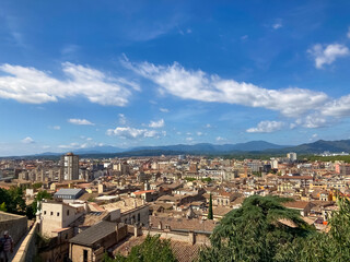 Wall Mural - View of Girona from the top of the fortress wall