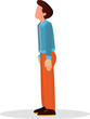 Sideways man. In profile is a man in clothes. Vector image of a man in a flat style.