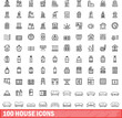 © ylivdesign - 100 house icons set. Outline illustration of 100 house icons vector set isolated on white background