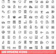 © ylivdesign - 100 hygiene icons set. Outline illustration of 100 hygiene icons vector set isolated on white background