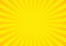 Yellow Ray Of Sunlight Background. Sunburst Background. Vector Illustration.