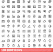 © ylivdesign - 100 shop icons set. Outline illustration of 100 shop icons vector set isolated on white background