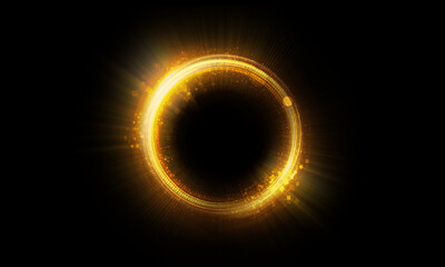 Wall Mural - magic circle light effect. bright sphere lens. rotating lines. glow ring. magic neon ball. led blurr