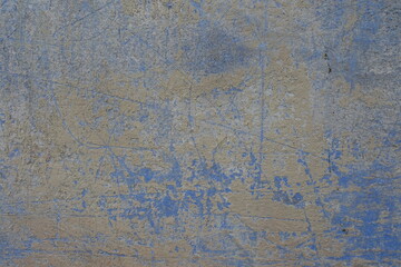 Wall Mural - Surface of blue and yellow old, faded and scratched painted wall
