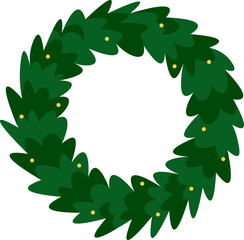 Sticker - Floral coniferous wreath flat icon