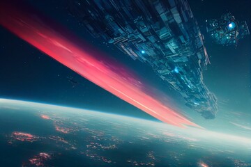 Wall Mural - 3d rendering of science fiction of futuristic technology