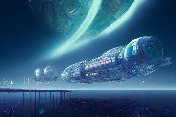 Wall Mural - 3d rendering of science fiction of futuristic technology