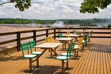 Restaurant Terrace In Front Of The Garganta Del Diablo Waterfall, Iguazu Waterfalls