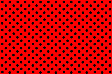 Wall Mural - Dot Black on Red. Dot Texture Background.