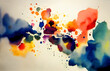 canvas print picture - Farbklecks mit farbigen Tropfen auf einer Zeichnung mit bunten Farben