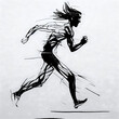 Leinwandbild Motiv Sketch of a mysterious person figure while running