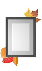 Wall Mural - Colored fall leaves with photo frame