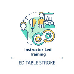 Wall Mural - Instructor-led training concept icon. How to organize corporate coaching abstract idea thin line illustration. Isolated outline drawing. Editable stroke. Arial, Myriad Pro-Bold fonts used