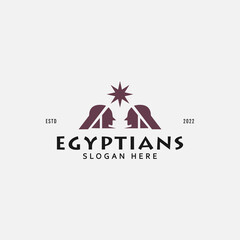 silhouette Egyptians symbol ancient mythology women Egypt logo design vector illustration isolated on white background with clean, bold and geometric styles. 